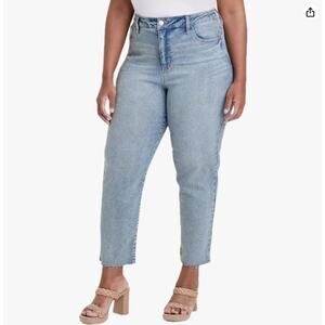 Ava & Viv Light Wash High Rise Cropped Slim Straight Raw Hem Jeans Size 22